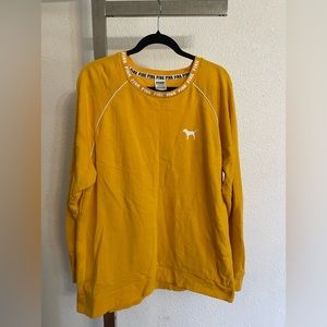 PINK VICTORIA SECRET MUSTARD YELLOW CREWNECK
